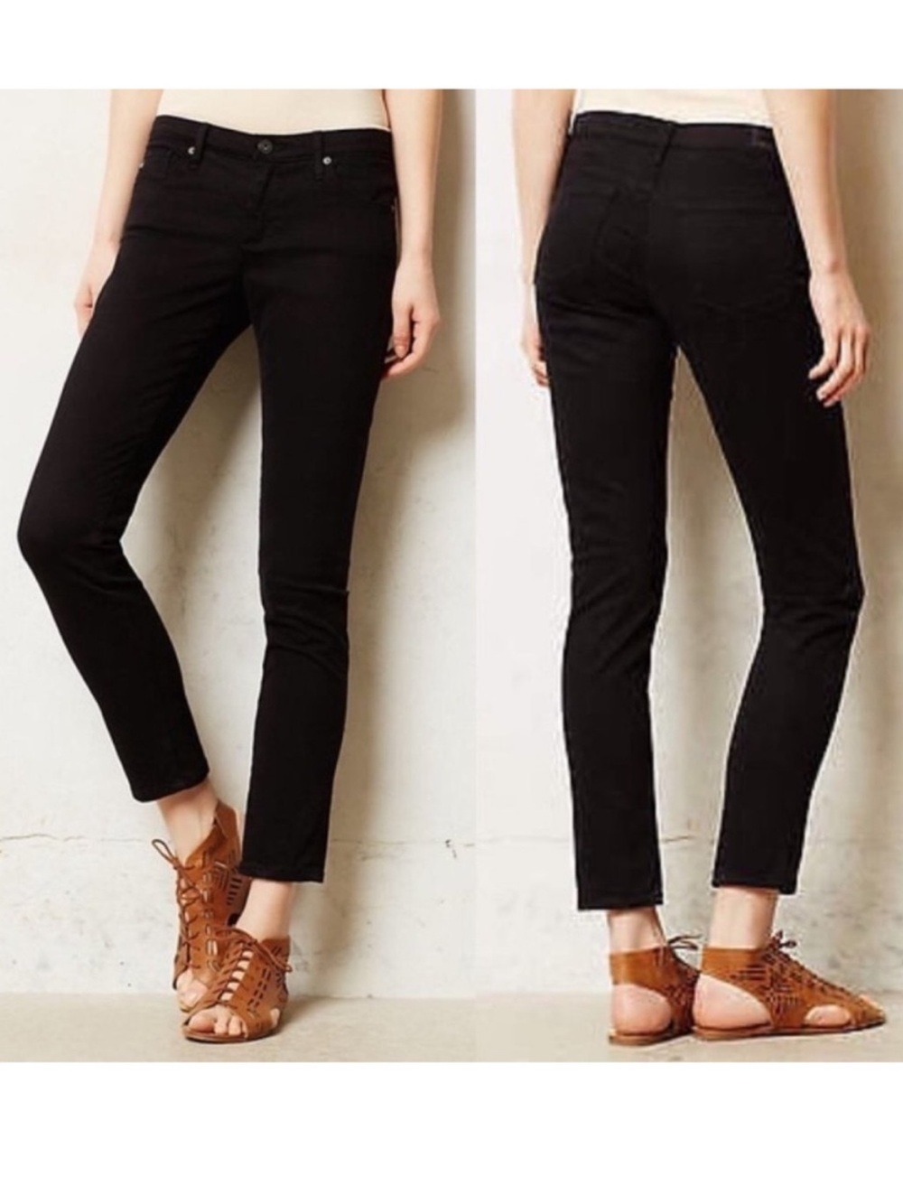 AG Adriano Goldschmied The Stevie Ankle Black Slim Straight Ankle Jeans Sz 28